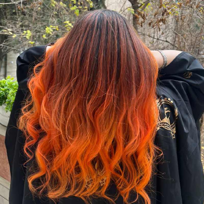 رنگ مو نارنجی پرتغالی پاییزی